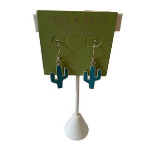Seed & Sage Sterling Silver Turquoise Colored Cactus Drop Earrings 🌵🌵